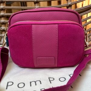 WEEKEND SALE NWT Pom Pom London cerise pink Original Mayfair Leather Suede bag